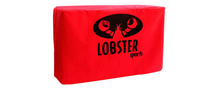 The bright red Lobster Elite 2 storage cover with black Lobster logo.