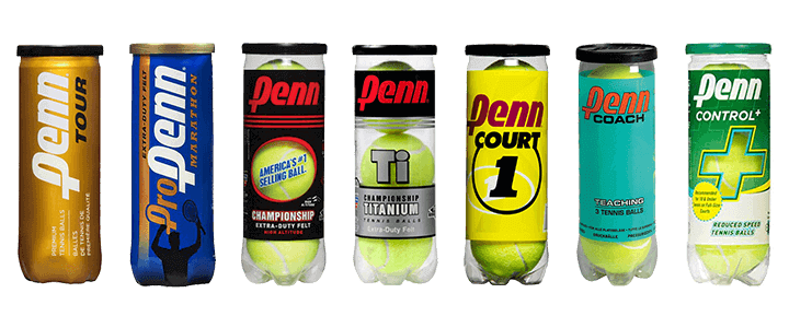 A Lineup of Different Cans of Tennis Balls Offered by Penn